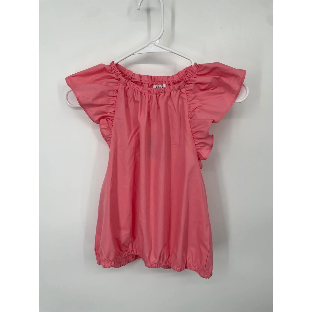 Pleat Girls Blouse Top Size 14‎ Pink Flutter Sleeve Off Shoulder Bubble Hem